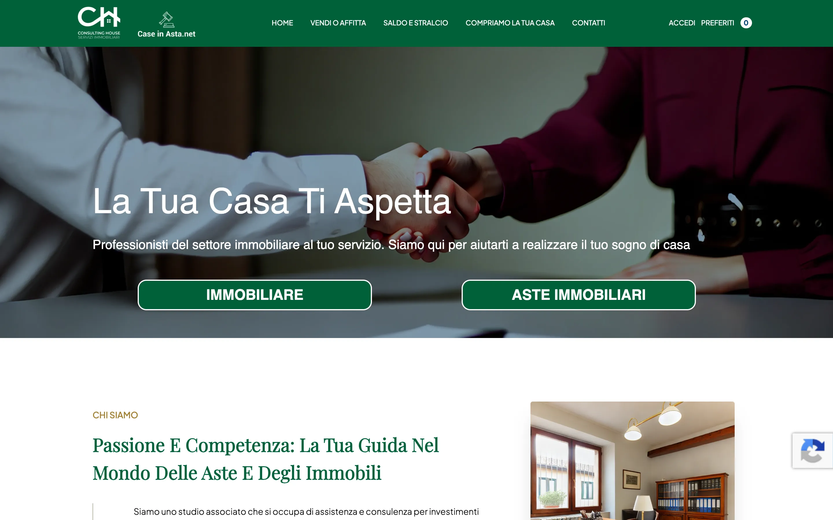 Case in Asta, schermata del sito