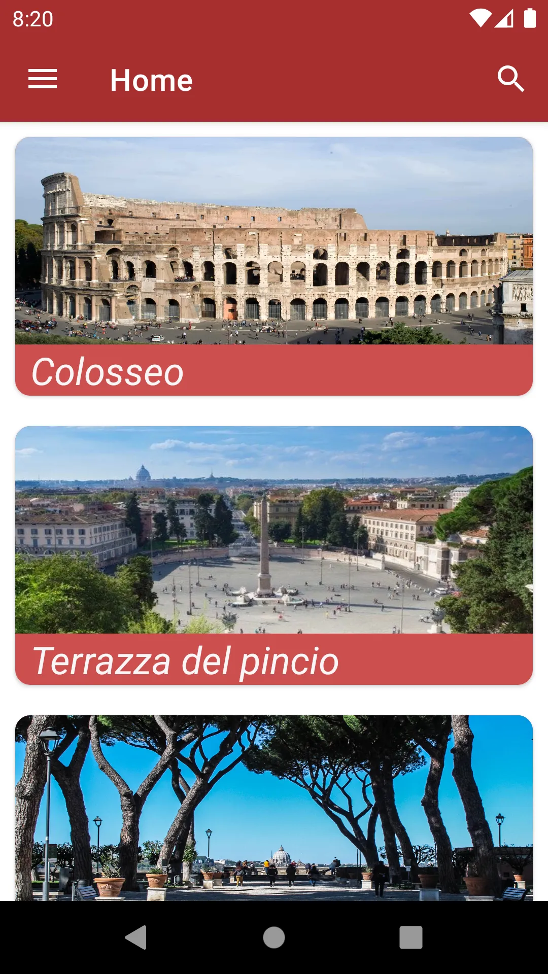 PanoRoma, schermata dell’app