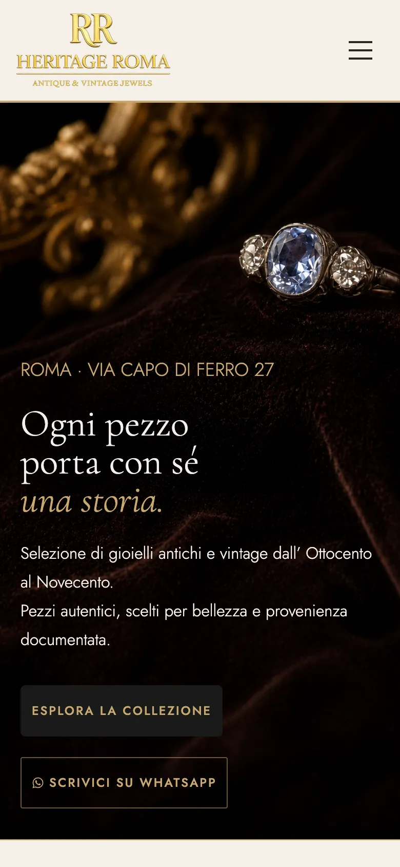 RR Heritage Roma, il sito da telefono